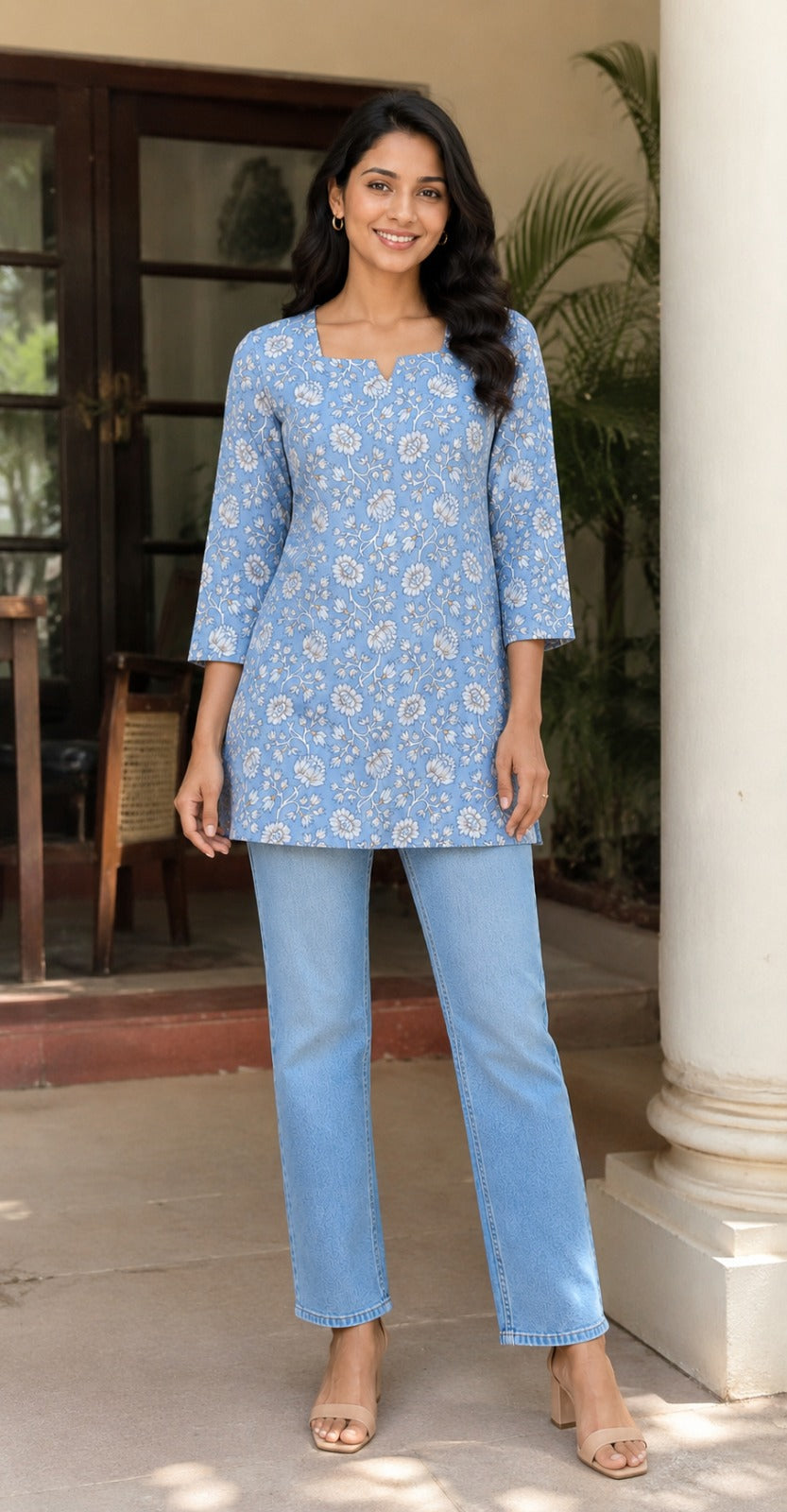 Reeva Notch Neck Kurti