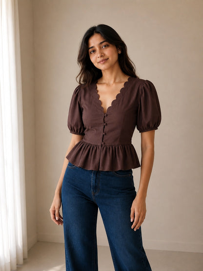 Espresso Scallop Top