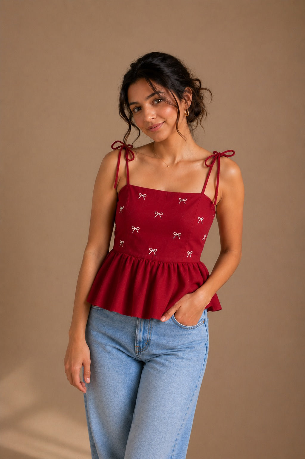 Berry Bow Peplum Top