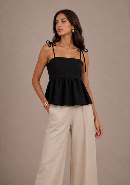 Évara Tie-Strap Peplum Top