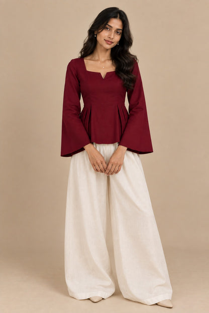 Merlot Pleated Top