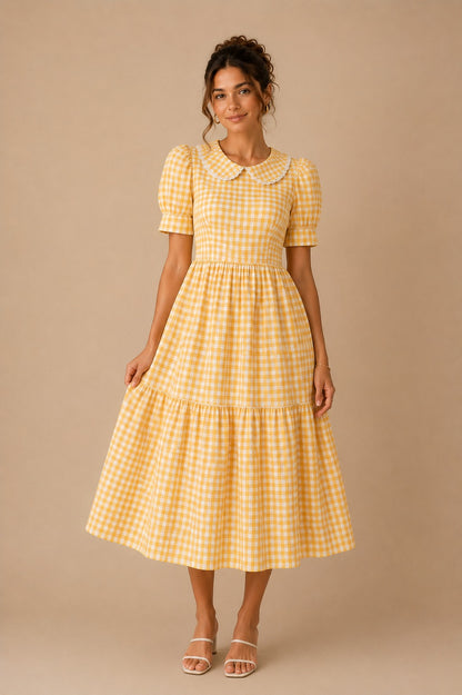 Liora Gingham Midi Dress