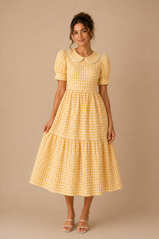 Liora Gingham Midi Dress