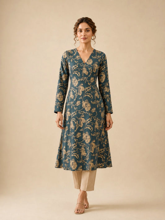 Mist Grey A-Line Kurti