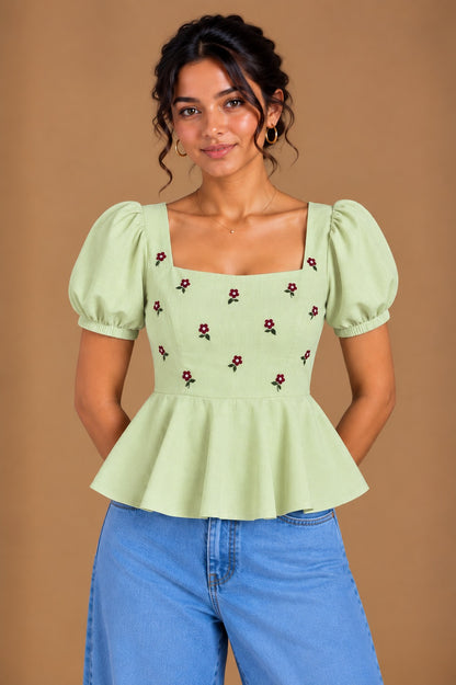 Pistachio Bloom Top