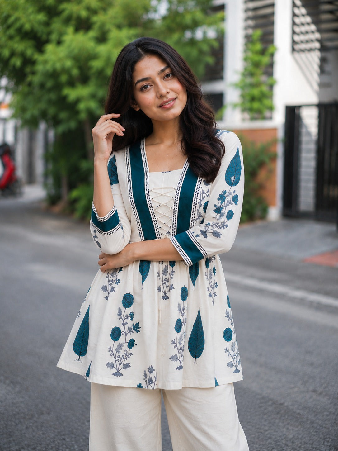 Ivory Sage Peplum Top